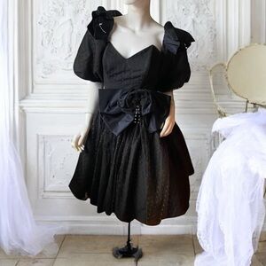 Alan Cherry vintage prom salsa flamenco 80’s dance bow embellished dress XS/S